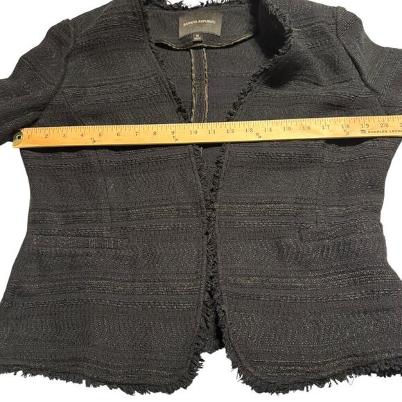 Banana Republic Black Raw Edge Open Front Professional Blazer Size 14 - Picture 8 of 11